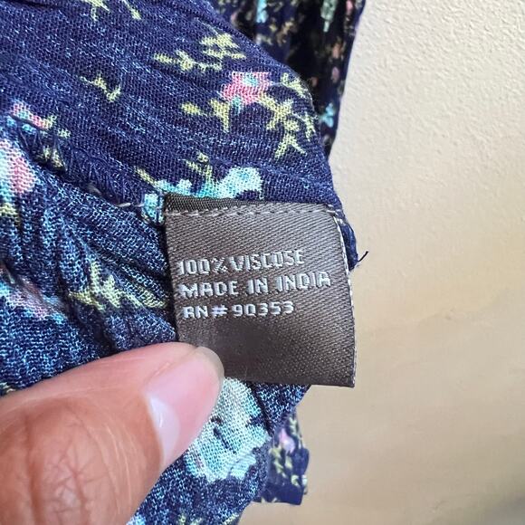 J GEE Blue Floral Smocked Tiered Midi Dress Puff Sleeve Square Neck Women's S - Picture 6 of 7